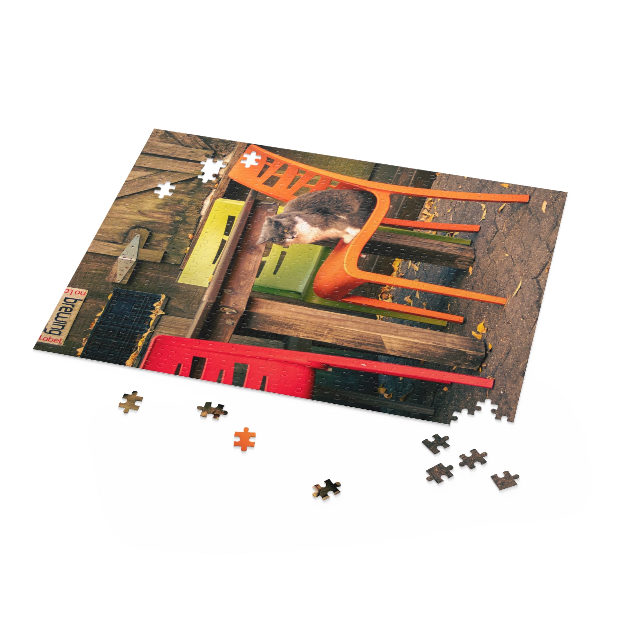 Cat on Colorful Chairs Puzzle | 120 252 500-Piece