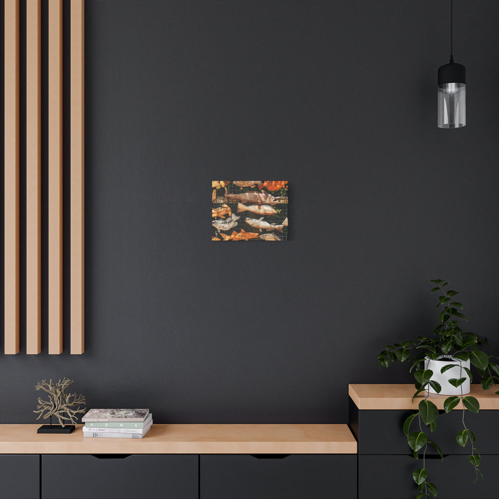 Wooden Fish Wall Art Canvas — Rustic Fishing Decor (Welcome Fish Design)