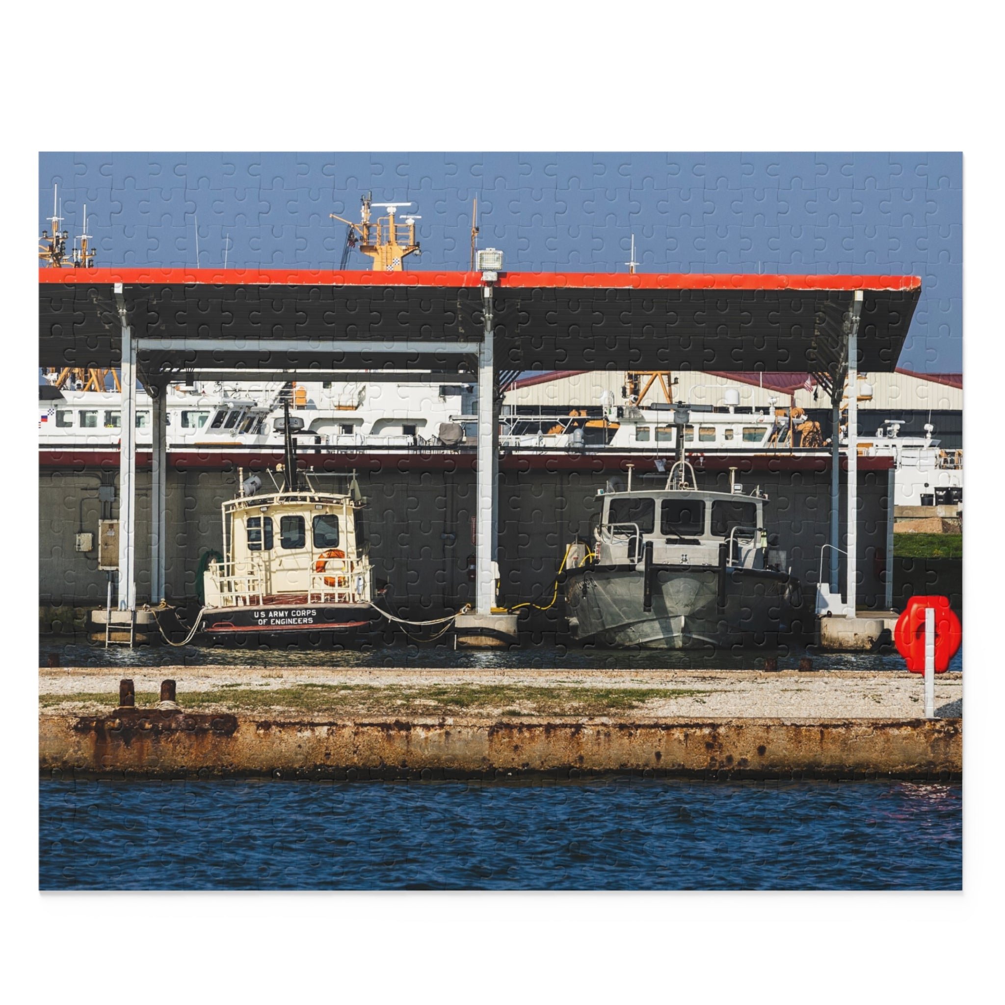 Harbor Boat Dock Puzzle — Scenic Waterfront Jigsaw (120/252/500 pcs)