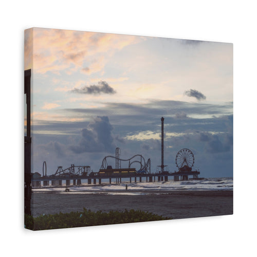 Coastal Pier Sunset Canvas — Matte Stretched Wall Art