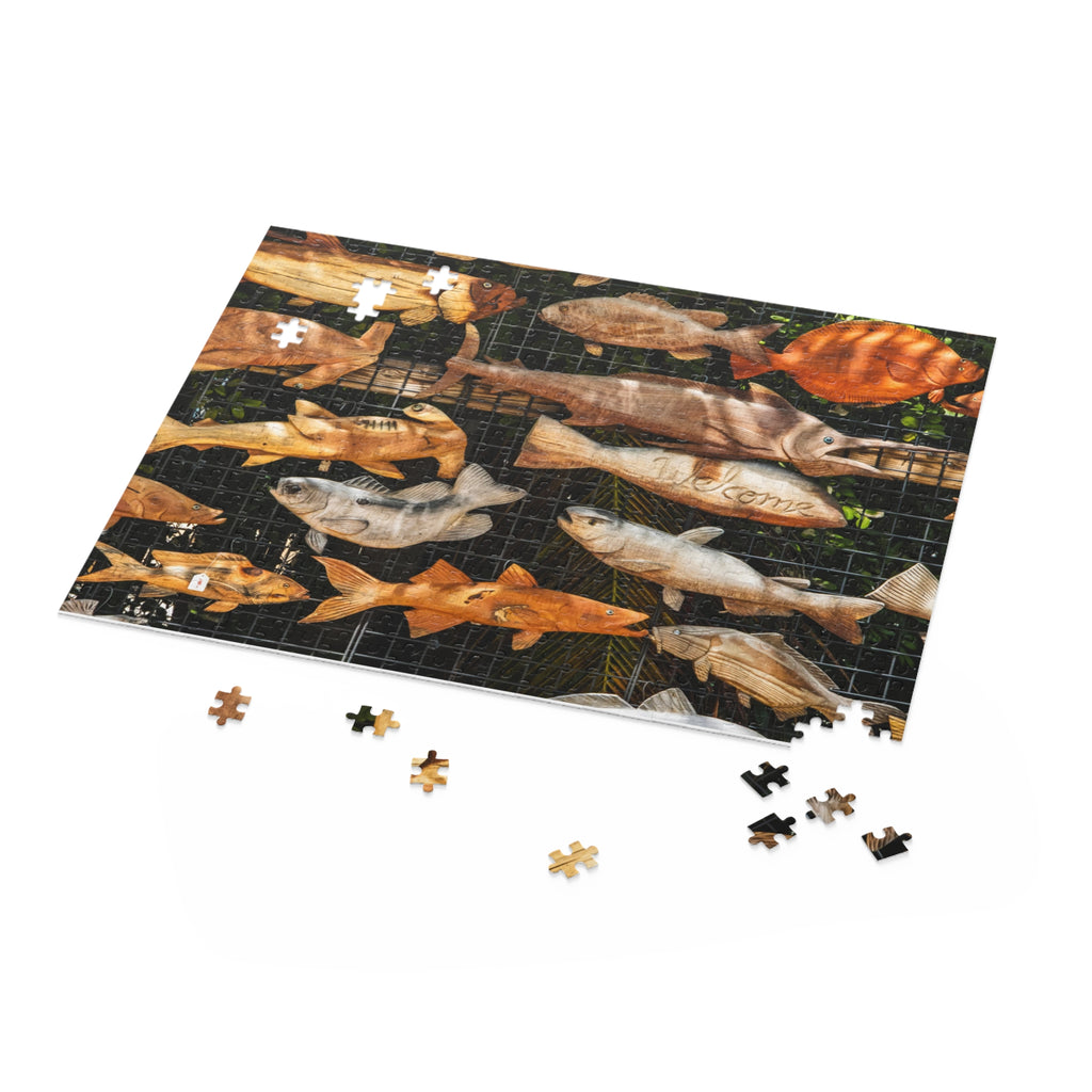 Wooden Fish Wall Puzzle — 120/252/500-Piece Jigsaw for Nautical Home Decor & Gifts