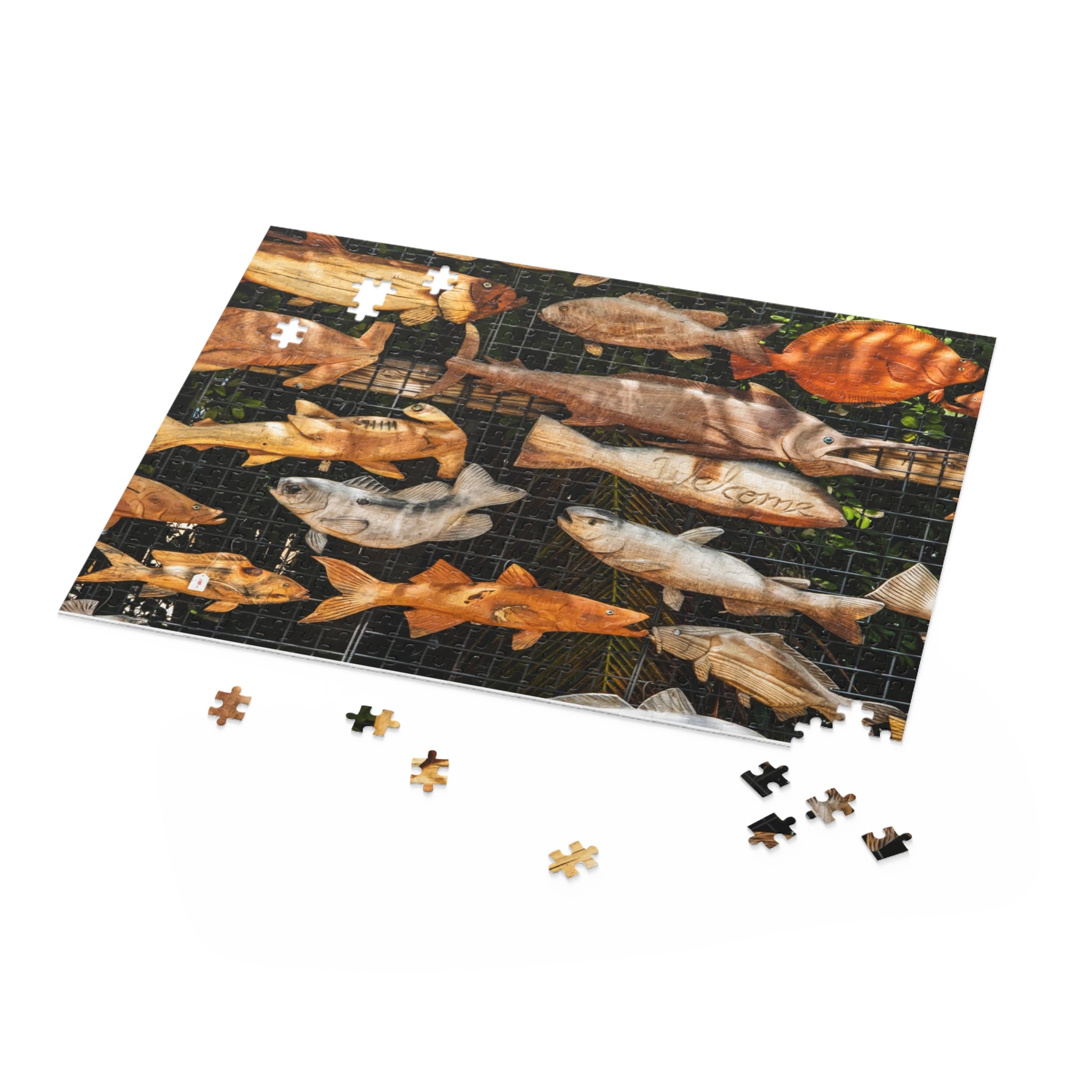 Wooden Fish Wall Puzzle — 120/252/500-Piece Jigsaw for Nautical Home Decor & Gifts