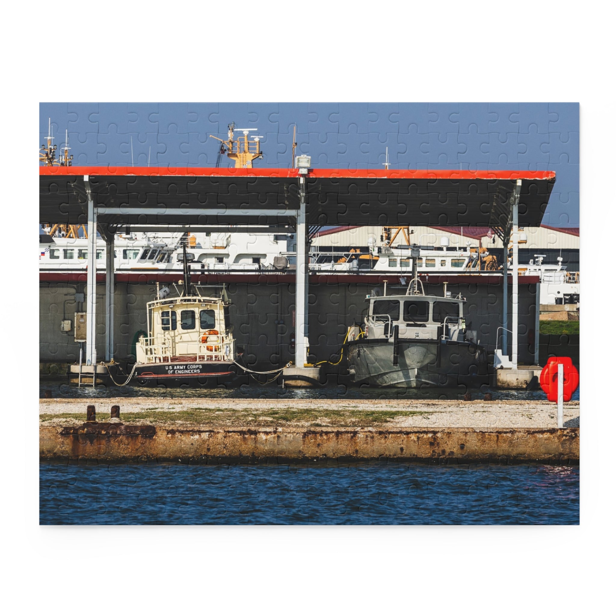 Harbor Boat Dock Puzzle — Scenic Waterfront Jigsaw (120/252/500 pcs)