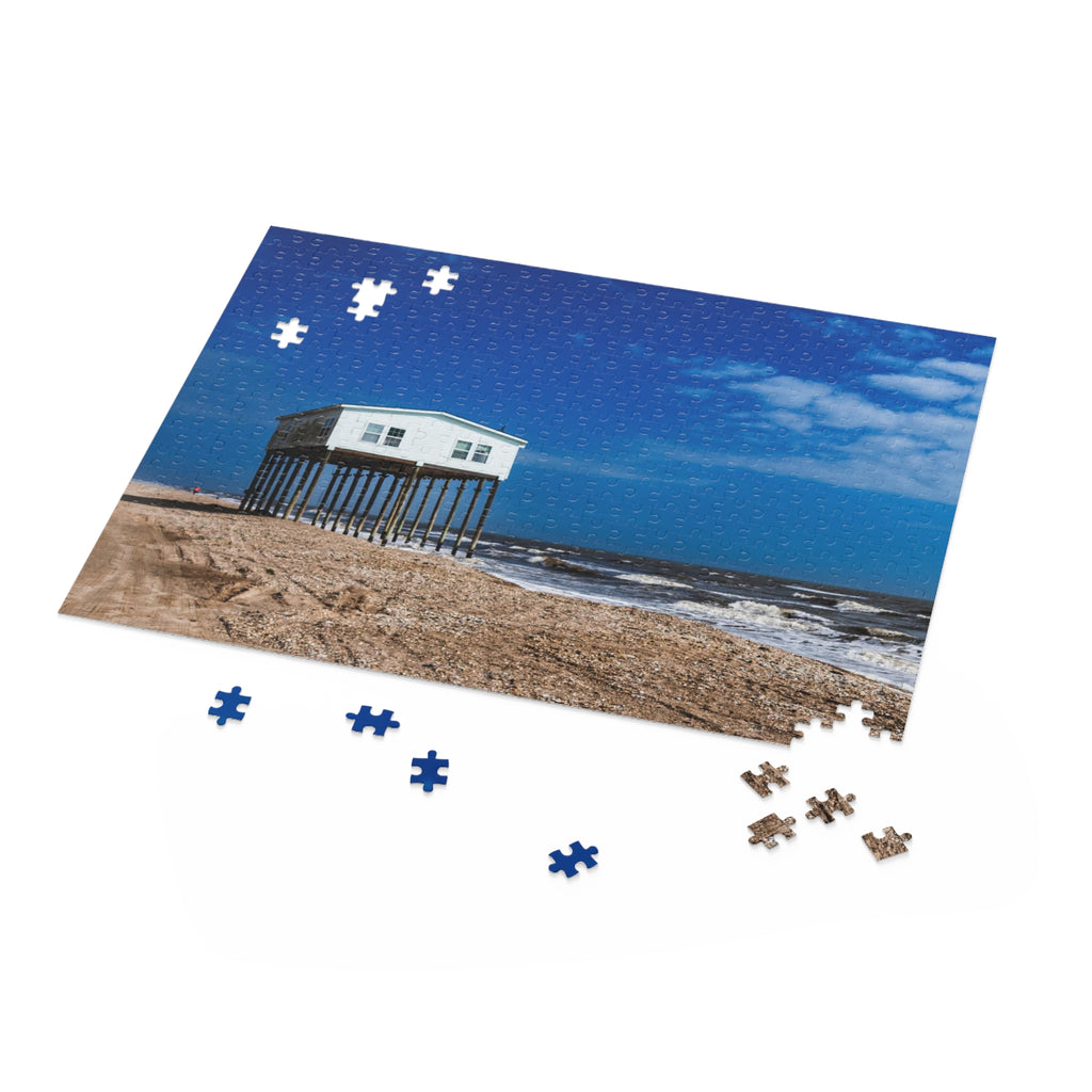 Coastal Stilt House Beach Puzzle — 120/252/500-Piece Scenic Jigsaw