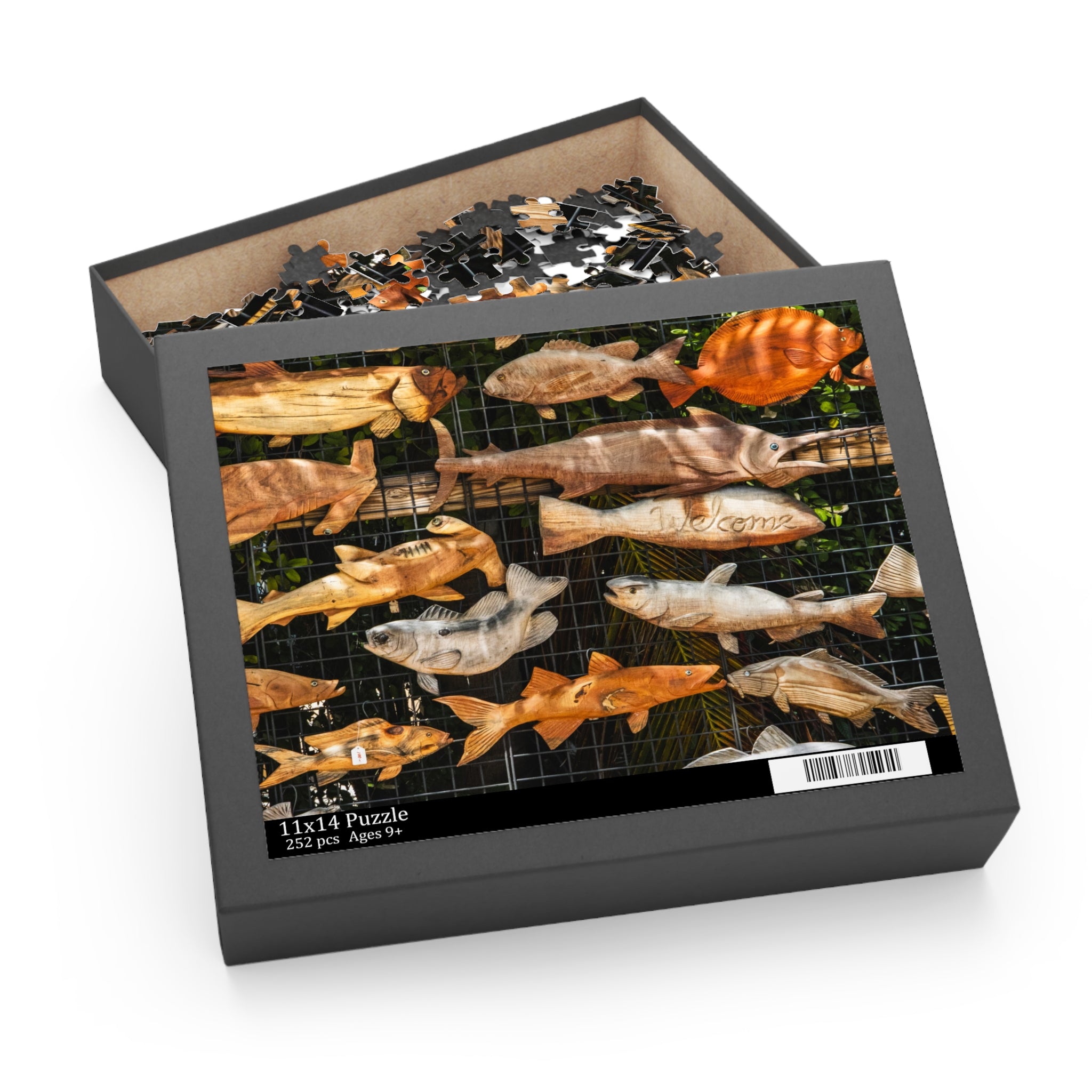 Wooden Fish Wall Puzzle — 120/252/500-Piece Jigsaw for Nautical Home Decor & Gifts