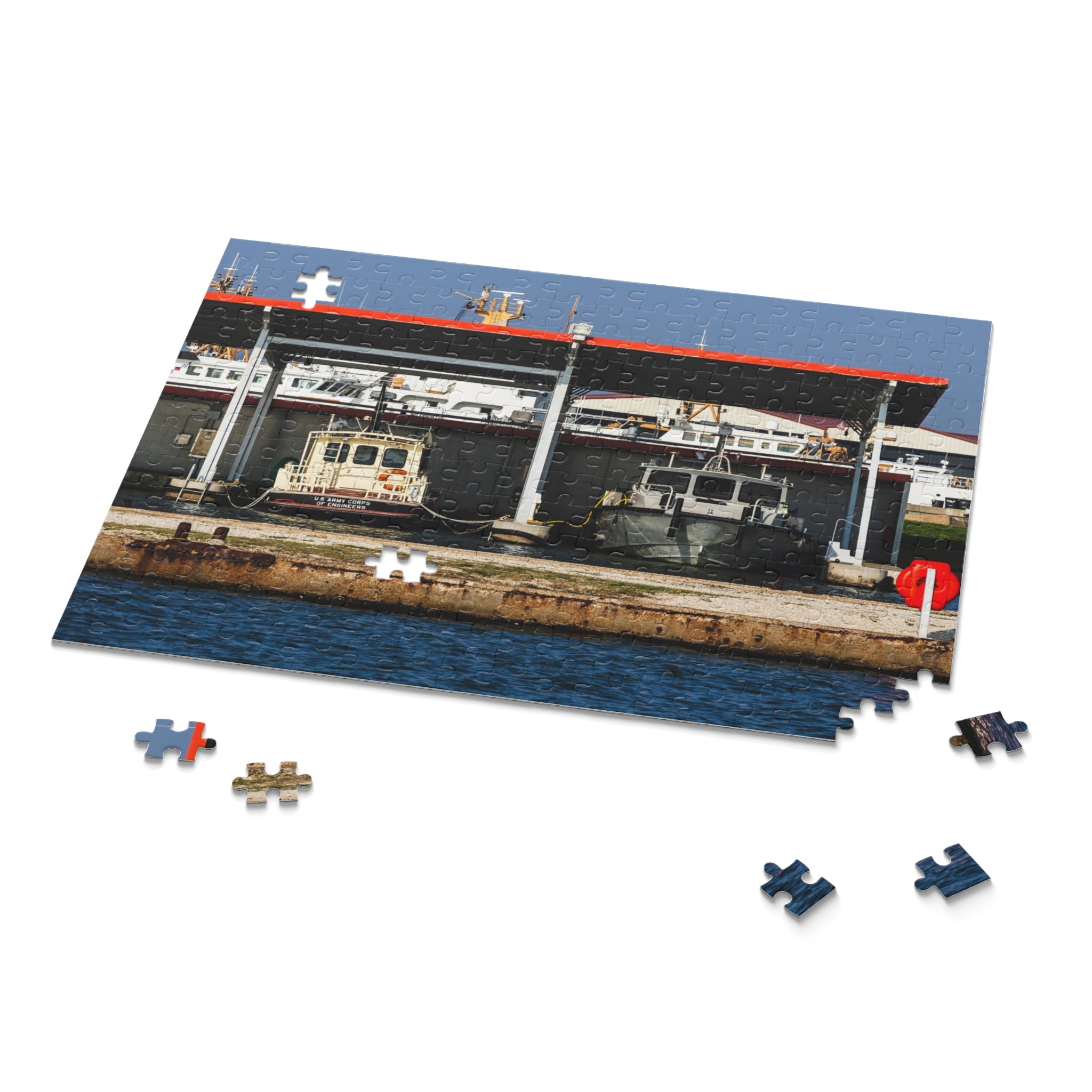 Harbor Boat Dock Puzzle — Scenic Waterfront Jigsaw (120/252/500 pcs)
