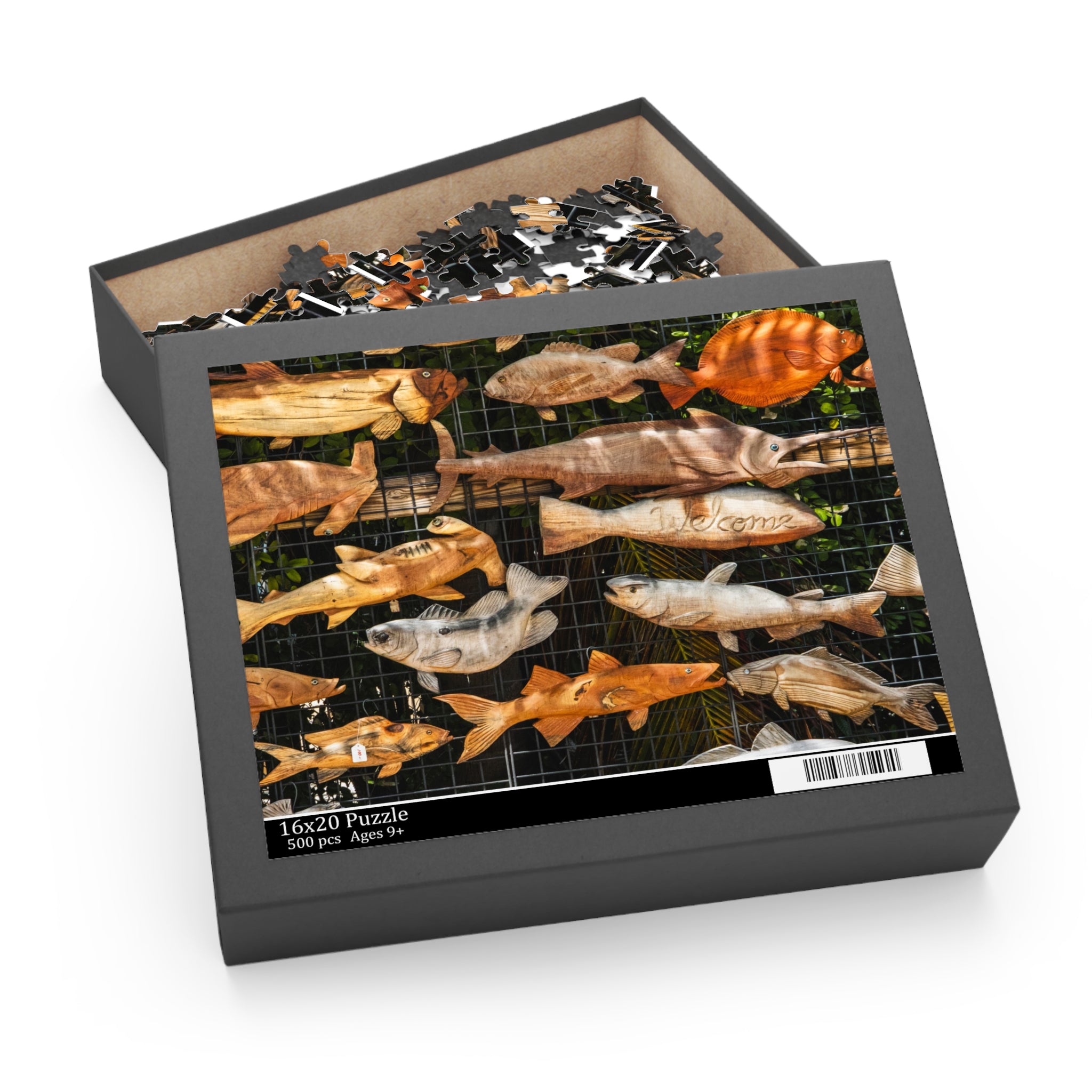 Wooden Fish Wall Puzzle — 120/252/500-Piece Jigsaw for Nautical Home Decor & Gifts