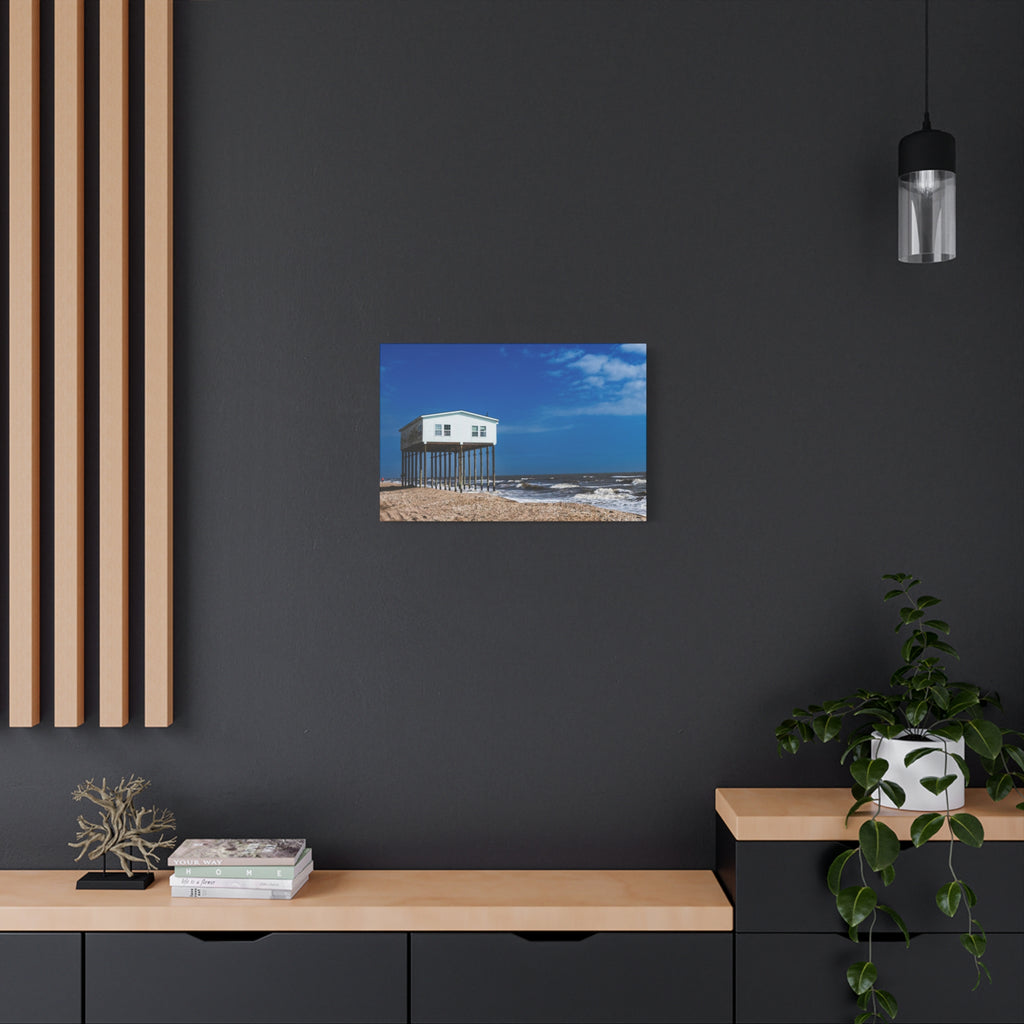 Beach Stilt House Matte Canvas Wall Art — Coastal Ocean Photography