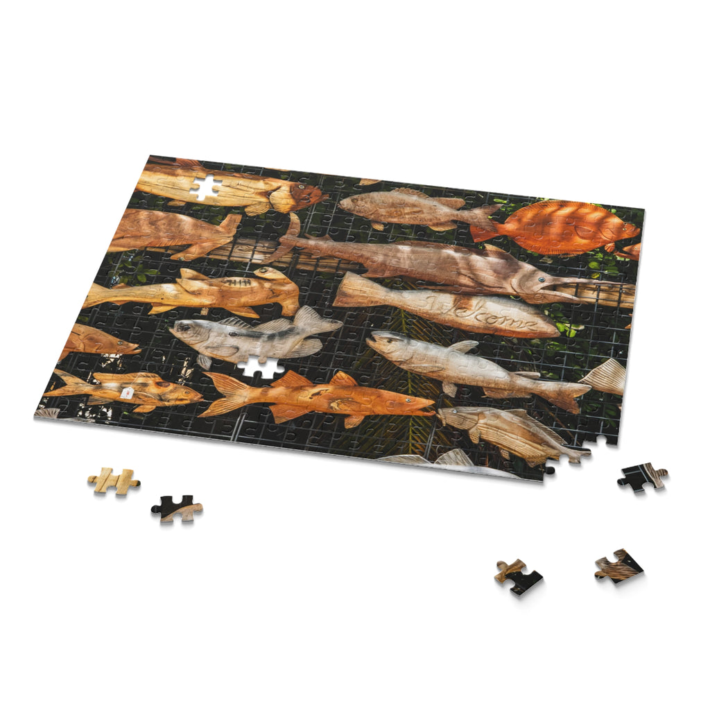 Wooden Fish Wall Puzzle — 120/252/500-Piece Jigsaw for Nautical Home Decor & Gifts