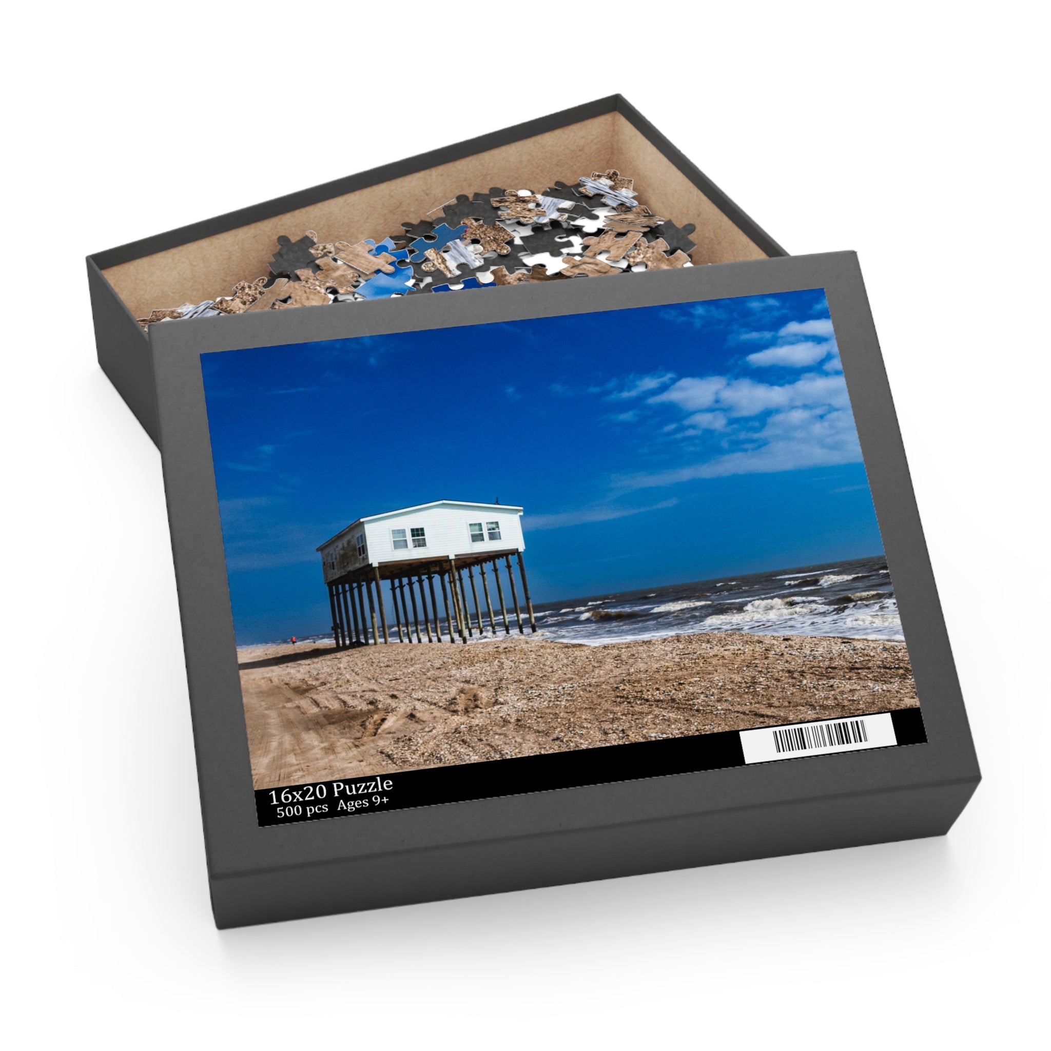 Coastal Stilt House Beach Puzzle — 120/252/500-Piece Scenic Jigsaw