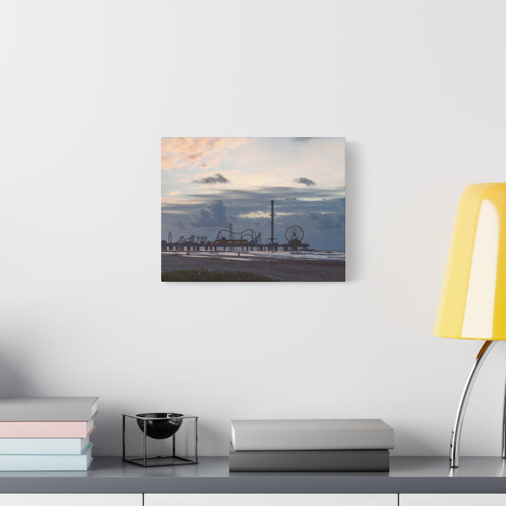 Coastal Pier Sunset Canvas — Matte Stretched Wall Art