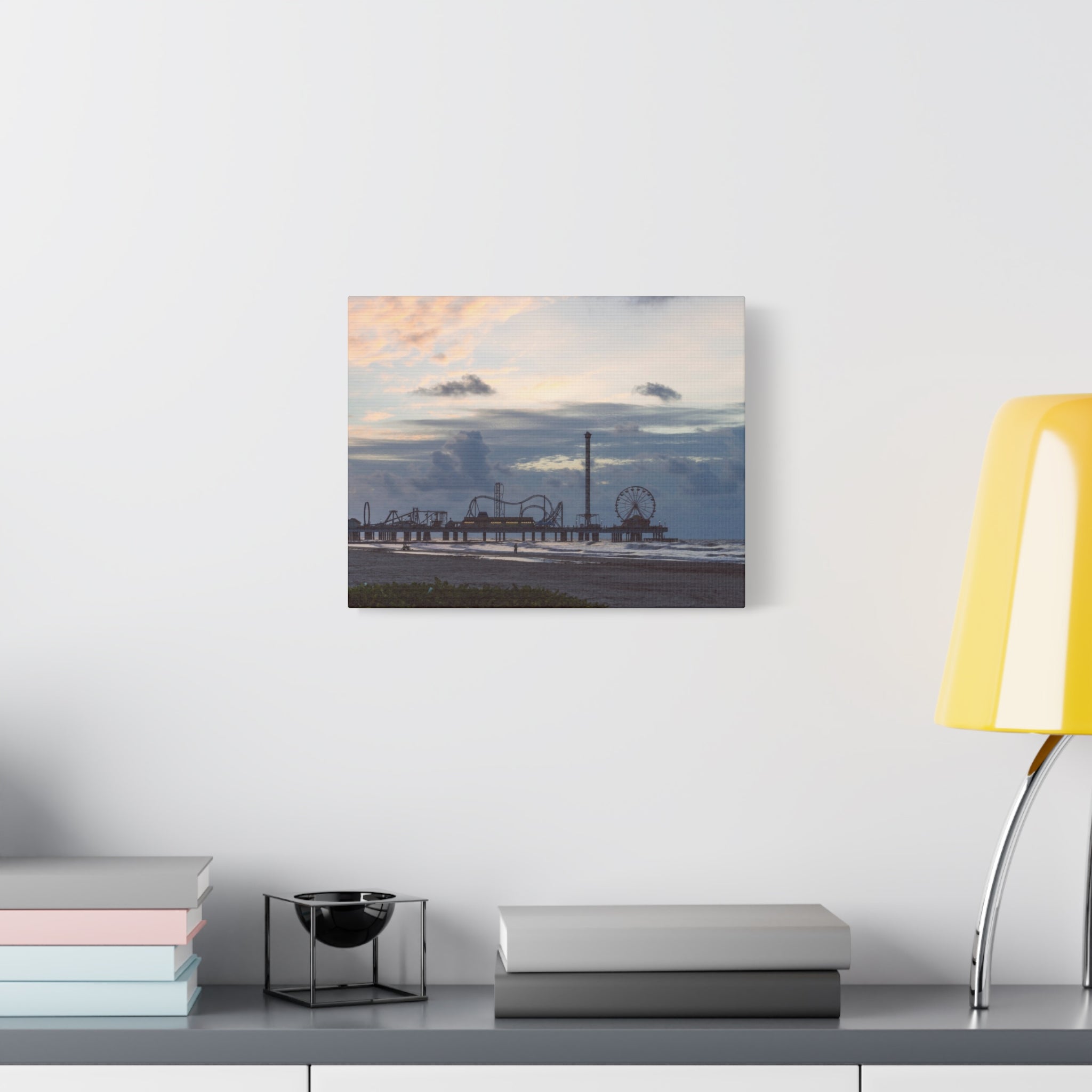 Coastal Pier Sunset Canvas — Matte Stretched Wall Art